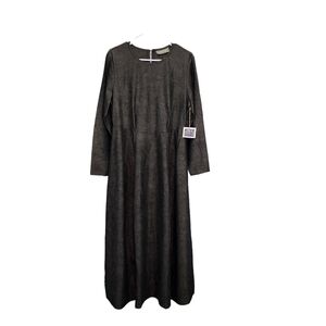 SuZen Women's Textured Long Sleeve Maxi Curve Dress - M